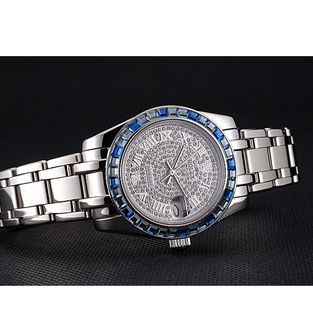 AAA Replica Watches Jewels 622834 Case And Bracelet Dial Rolex Stainless Diamond Bezel Datejust Blue Steel 0519